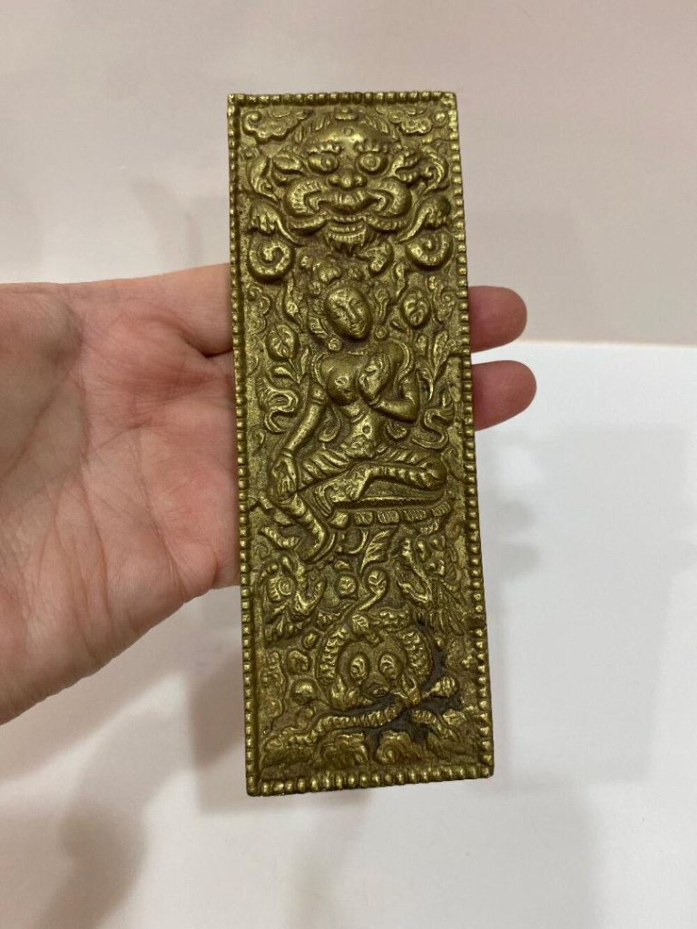 Tibetan Nepalese Buddha Brass Metal Door Pull Vintage - Picture 2 of 5